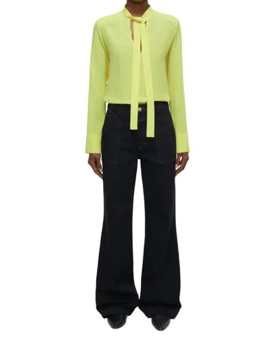 Closed Straps Blouse In Primary Yellow In Multi