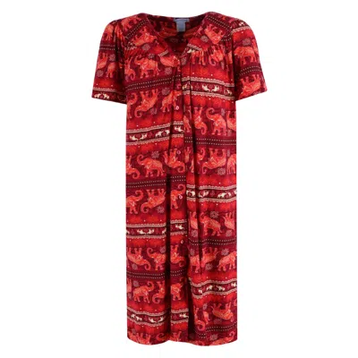 Elegant Emily Women's Elephant Print Button Down Duster Gown In White