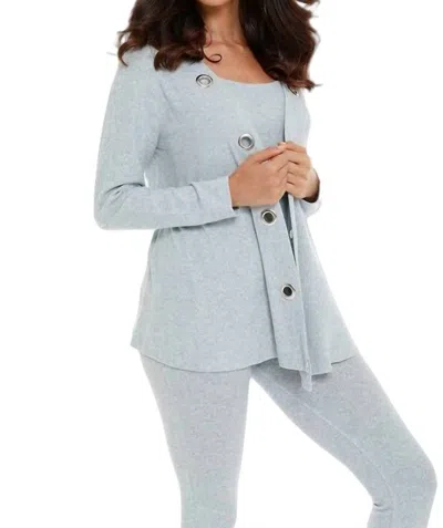 Shop French Kyss Juliana Kashmira Open Grommet Cardigan In Sky Blue