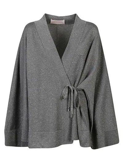 Circus Hotel Gray Viscose Short Kimono For Women Fw23 In Grey