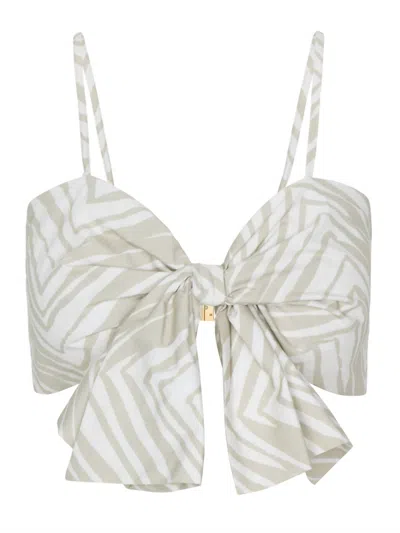 Hevron Veronique Crop Top In Tonal Zebra In Multi