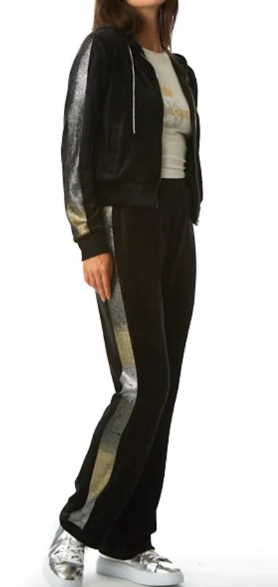 Juicy Couture Velour Hooded Zip Track Jacket In Black In Black
