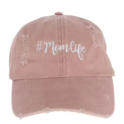 David & Young Women's Distressed Mom Life Embroidered Baseball Cap In Pink