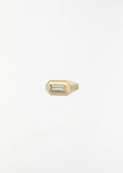 Aliita Deco Maxi Enameled 9k Yellow Gold Amethyst Ring In Panna