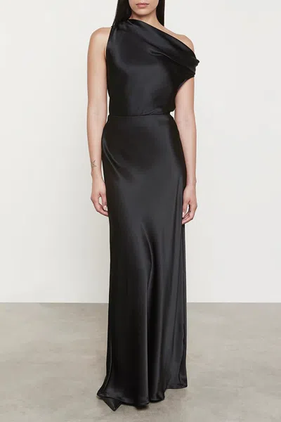 Enza Costa Silk Bias Off-shoulder Top In Black