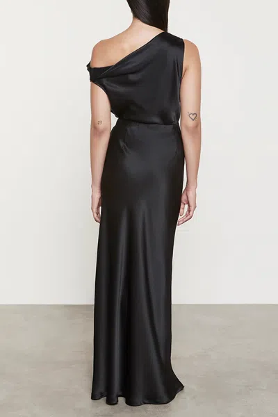 Enza Costa Silk Bias Off-shoulder Top In Black
