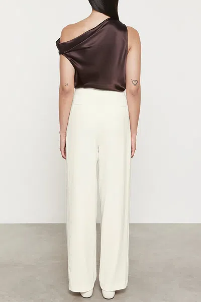 ENZA COSTA SILK BIAS OFF-SHOULDER TOP IN BROWN 