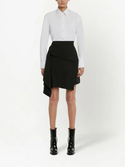 Alexander Mcqueen Black Draped Mini Skirt For Women