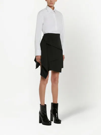 Alexander Mcqueen Black Draped Mini Skirt For Women