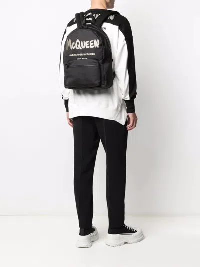 Alexander Mcqueen Black Graffiti Metropolitan Printed Backpack