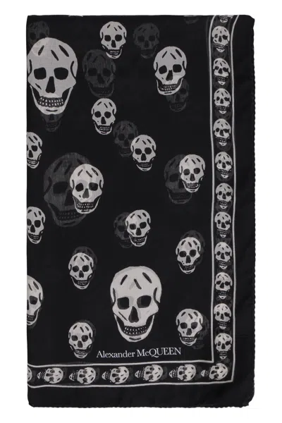 Alexander Mcqueen Wool Scarf With Biker Skull Pattern