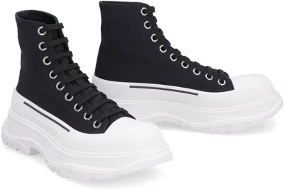 Alexander Mcqueen Alexander Mc Queen Black Canvas Tread Slick Boots