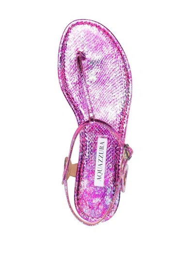 Aquazzura Almost Bare Snake-embossed Leather Sandal