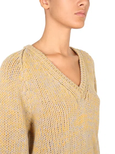 Aspesi Textured Knit V-neck Sweater With Long Sleeves