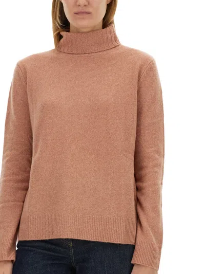 Aspesi High-neck Wool Jersey With Ribbed Hem