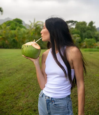 Michael Stars Pina Ribbed Halter Tank In Pitaya