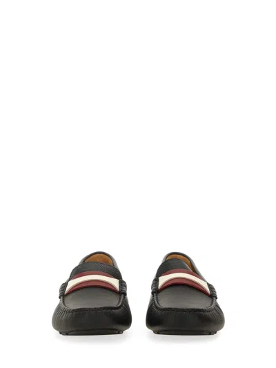 Bally Textured Leather Driver Loafers With Contrast Stripe