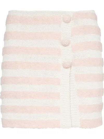 Balmain Button-embellished Striped Knitted Mini Skirt