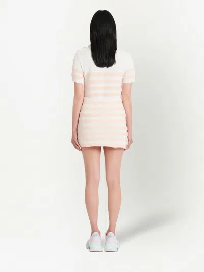 Balmain Button-embellished Striped Knitted Mini Skirt