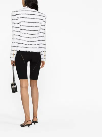 Balmain Cotton Blend Tweed Striped Button Blazer