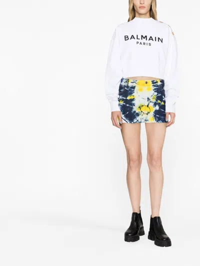 Balmain Women Logo Organic Cotton Cropped Sweatshirt