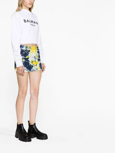 Balmain Women Logo Organic Cotton Cropped Sweatshirt