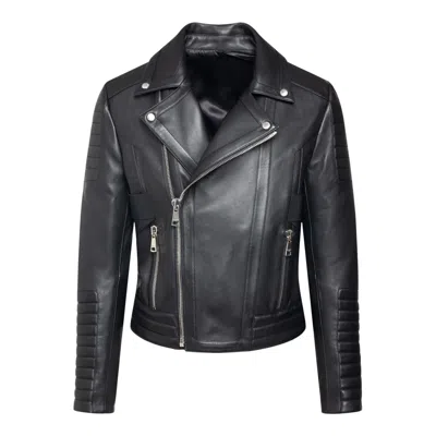 Shop Balmain Lambskin Leather Rider Jacket