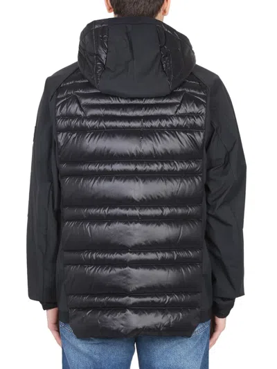 Hugo Boss Quilted Hooded Jacket With Side Zipper Pockets In Black
