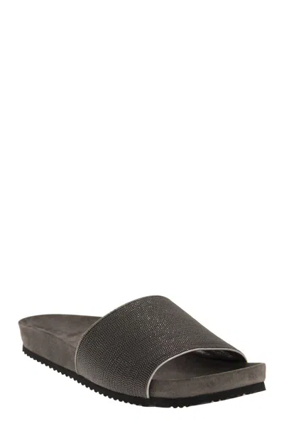 Brunello Cucinelli Textured Strap Slip-on Sandals With Cushioned Footbed