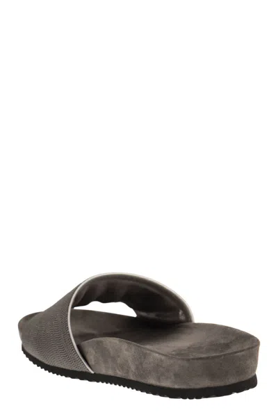 Brunello Cucinelli Textured Strap Slip-on Sandals With Cushioned Footbed