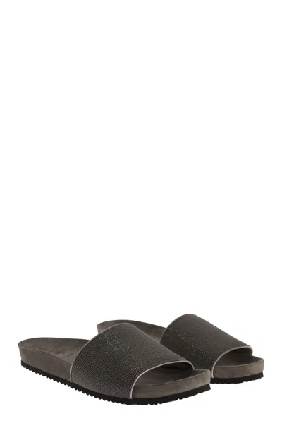 Brunello Cucinelli Textured Strap Slip-on Sandals With Cushioned Footbed