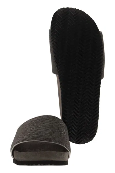 Brunello Cucinelli Textured Strap Slip-on Sandals With Cushioned Footbed