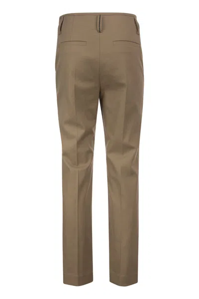Brunello Cucinelli Women's Stretch Cotton Cover-up Wide Corset Trousers With Necklace