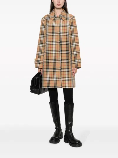 Burberry Tan Check Trench Coat