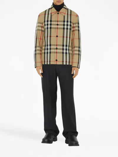 Shop Burberry Check Motif Shirt Jacket