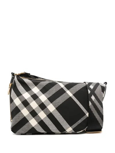 Burberry Checked Shield Messenger Crossbody Bag With Golden Details