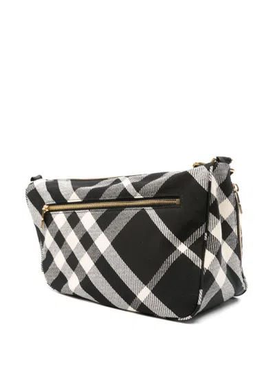 Burberry Checked Shield Messenger Crossbody Bag With Golden Details