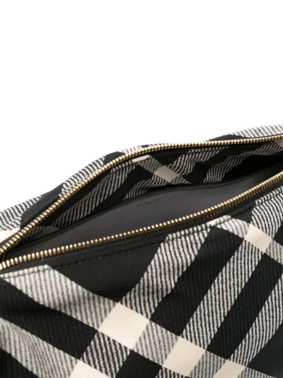 Burberry Checked Shield Messenger Crossbody Bag With Golden Details