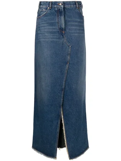 Darkpark Emma Distressed Denim Maxi Skirt