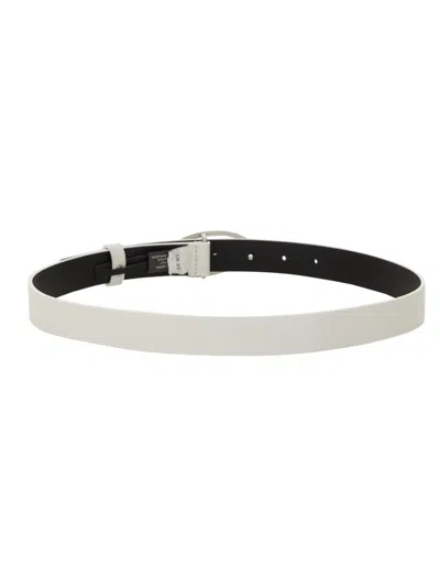 Diesel White Belt With Logo Buckle