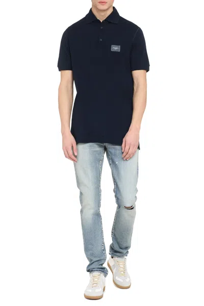 Dolce & Gabbana Cotton Polo Shirt With Buttoned Collar And Ribbed Accents
