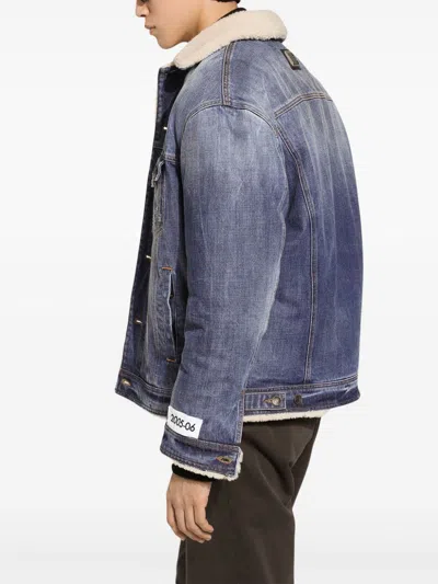 Dolce & Gabbana Buttoned Denim Jacket With Faux Shearling Finish