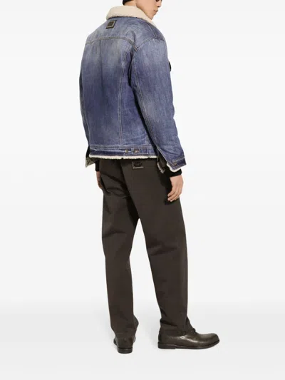 Dolce & Gabbana Buttoned Denim Jacket With Faux Shearling Finish