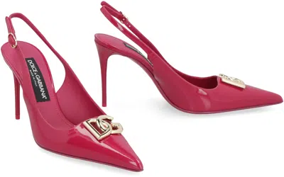 Dolce & Gabbana Dg Logo Patent Leather Slingback Pumps