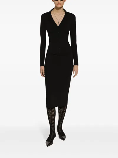 Dolce & Gabbana Cady Calf-length Skirt With Slits