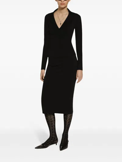 Dolce & Gabbana Cady Calf-length Skirt With Slits