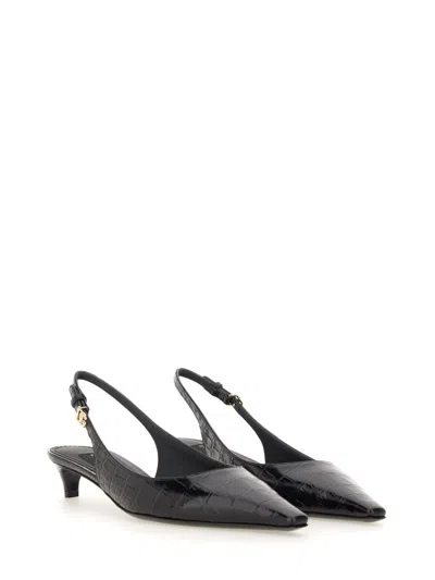 Dolce & Gabbana Mun 30 Croc-embossed Leather Slingback Pumps