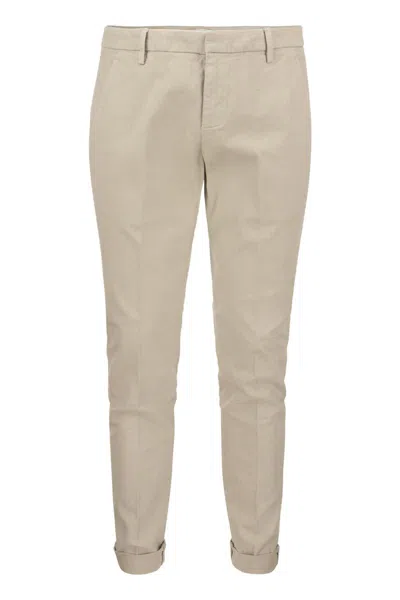 Dondup Gaubert Slim Trousers In Powder Light Gabardine
