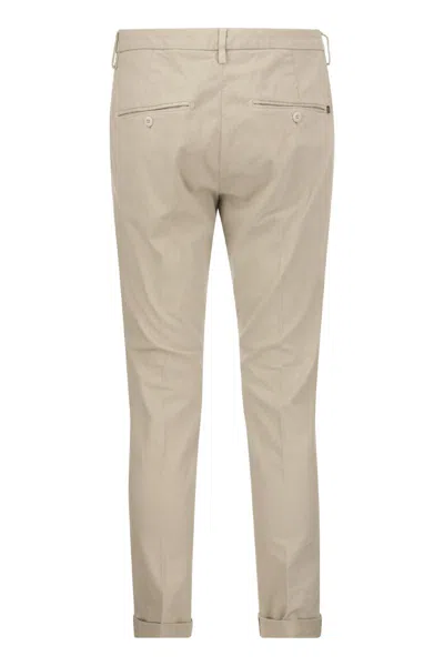 Dondup Gaubert Slim Trousers In Powder Light Gabardine