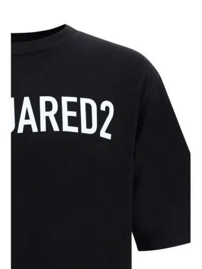 Dsquared2 Mens Black Brand-print Crewneck Regular-fit Cotton-jersey T-shirt